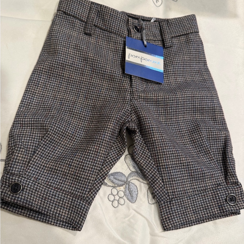 Pom Pomme Boys' Brown Houndstooth Dress Shorts
